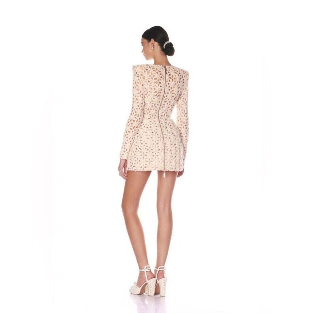 NWOT BRONX AND BANCO CASEY BEIGE MINI DRESS, wedding bridal long sleeve dress - Picture 5 of 16